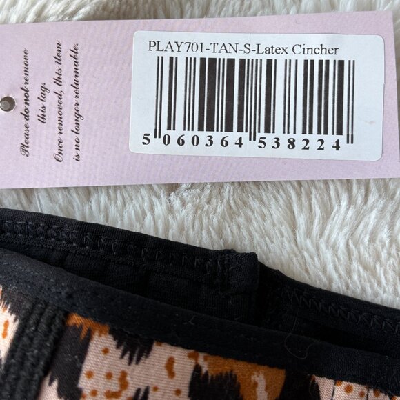 TRUE CORSET Playgirl Tan Leopard Print Latex Work Out Waist Trainer - Picture 4 of 9
